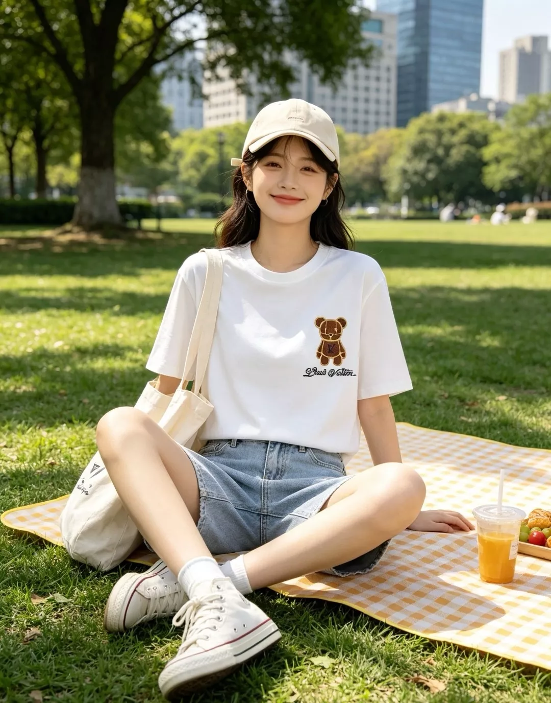 루이비통 타월 패치 베어 반소매 코튼 티셔츠 상세 이미지 16
