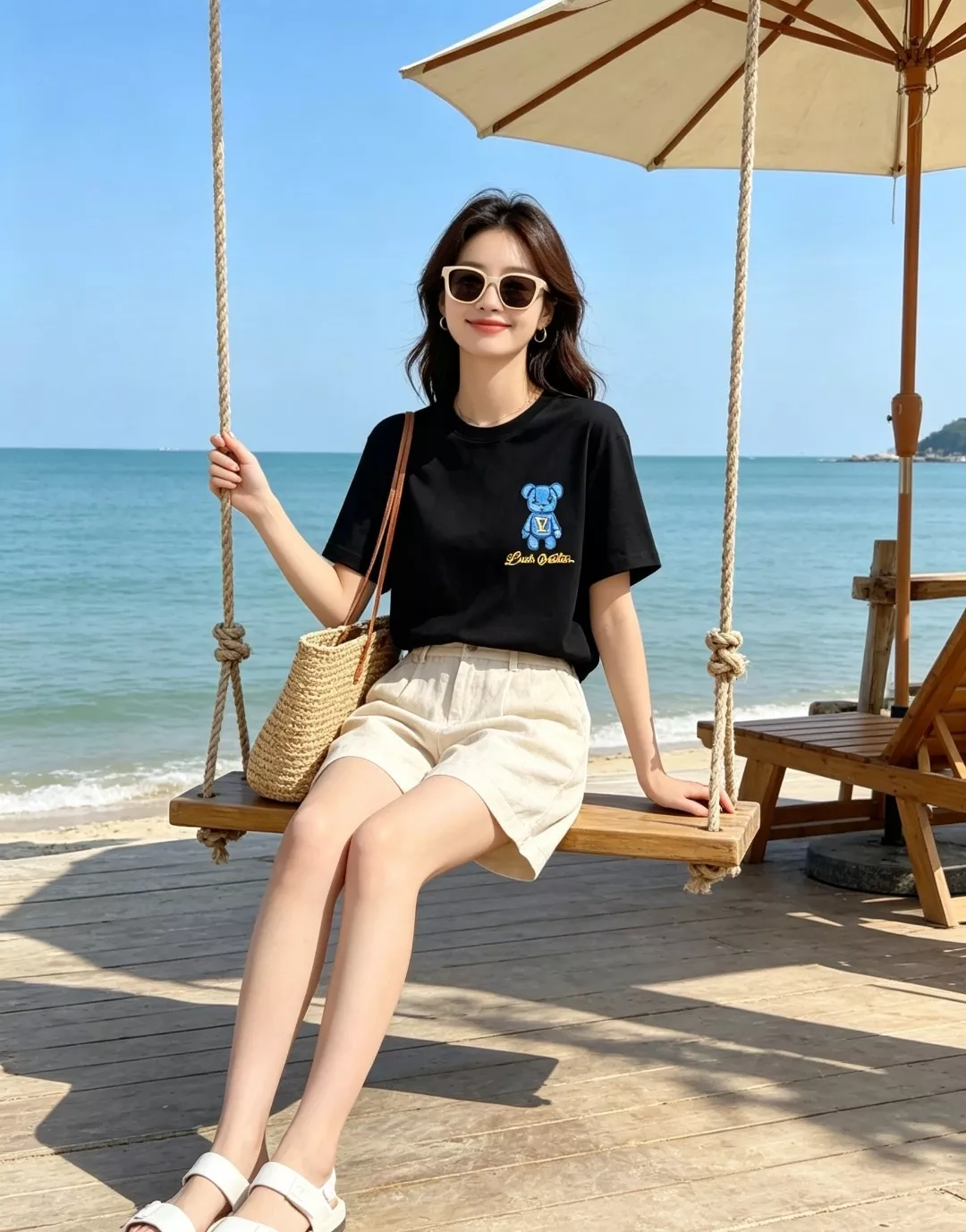 루이비통 타월 패치 베어 그래픽 반소매 티셔츠 상세 이미지 15