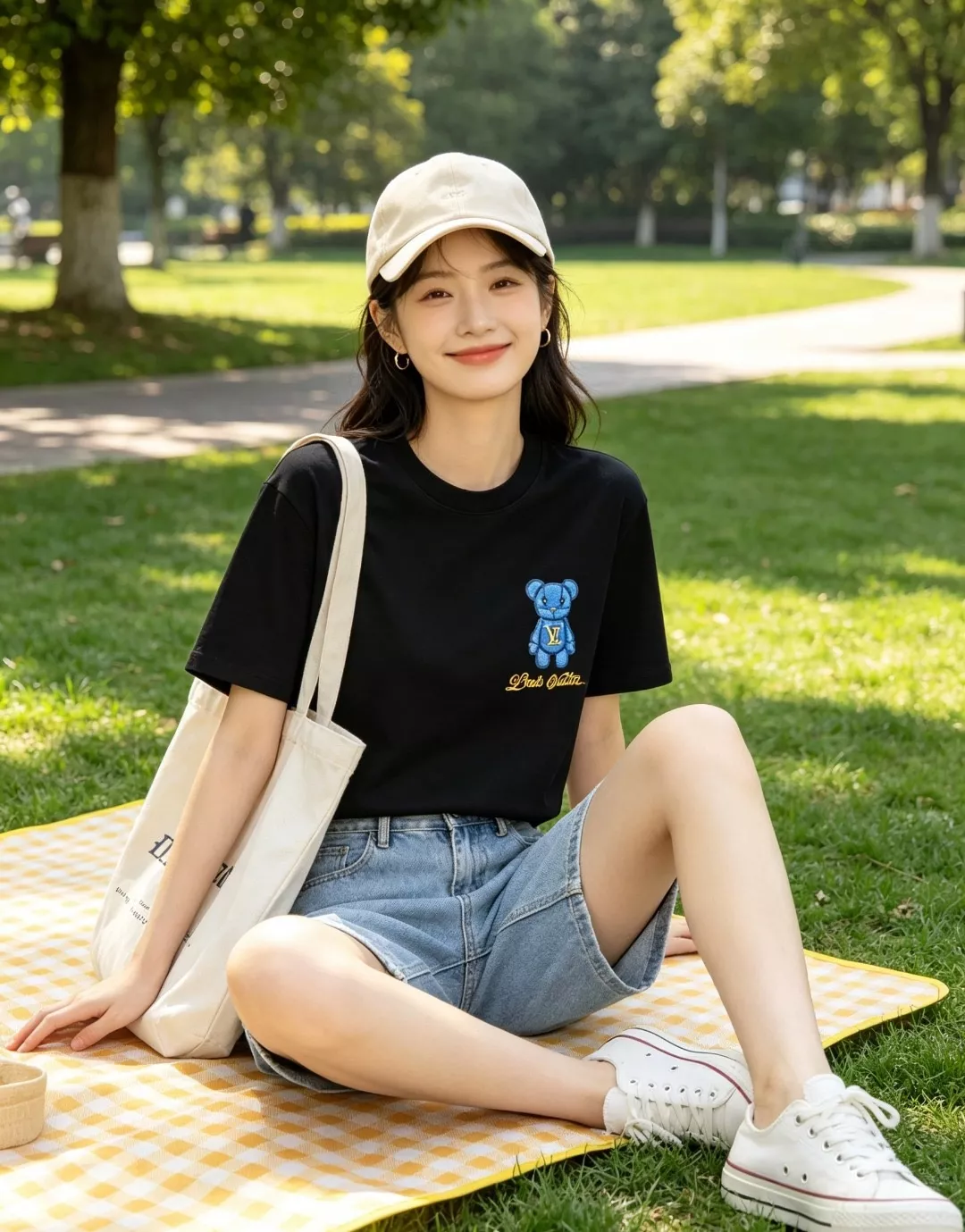 루이비통 타월 패치 베어 그래픽 반소매 티셔츠 상세 이미지 16