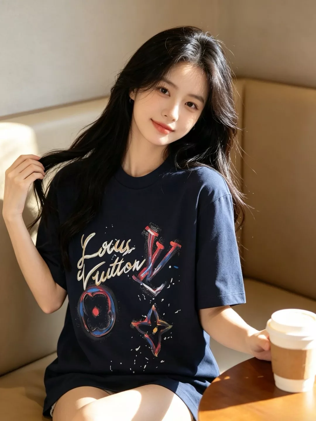 루이비통 유화 스플래시 시그니처 엠보 반팔 티셔츠 상세 이미지 14