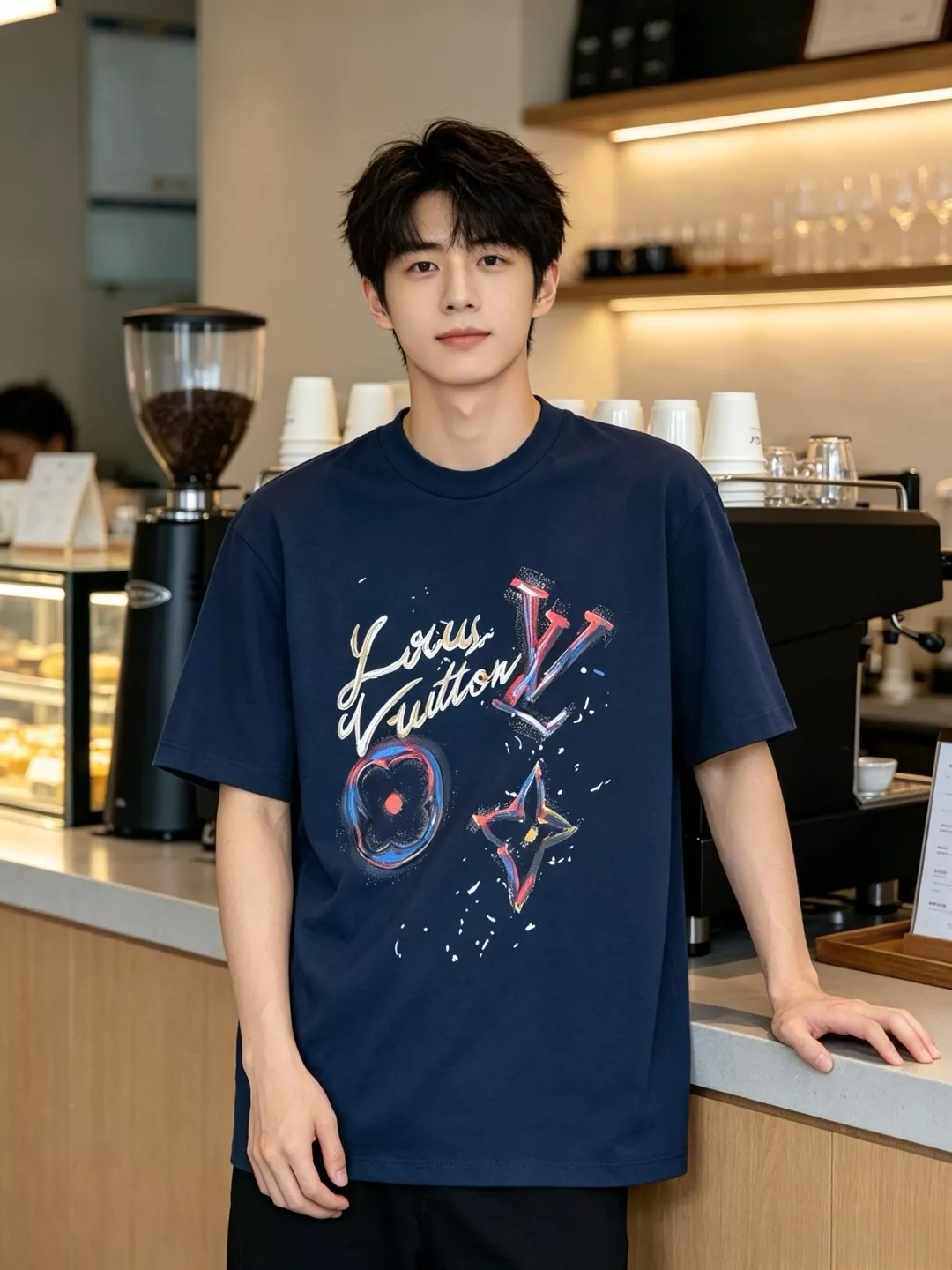 루이비통 유화 스플래시 시그니처 엠보 반팔 티셔츠 상세 이미지 19