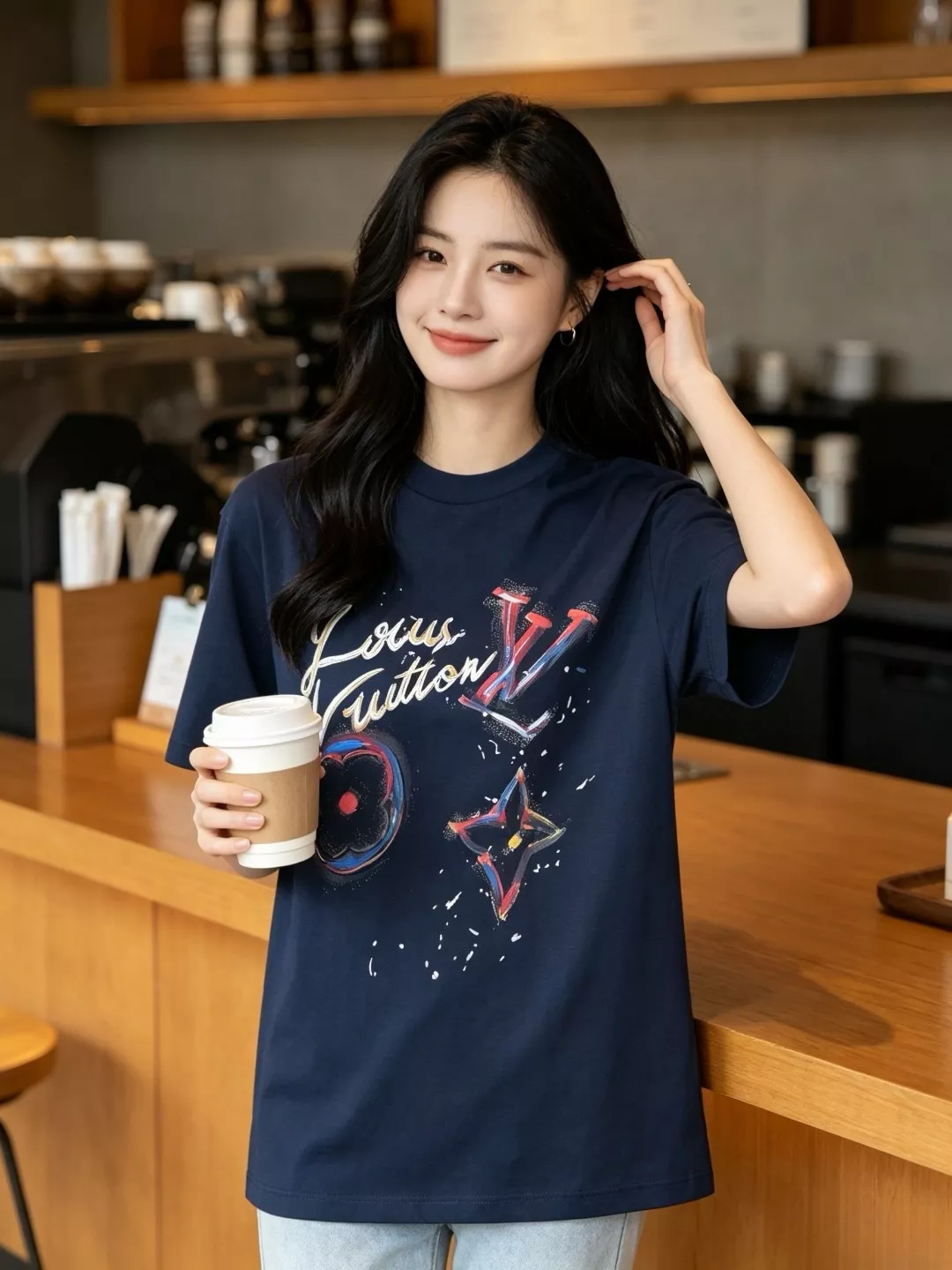 루이비통 유화 스플래시 시그니처 엠보 반팔 티셔츠 상세 이미지 11