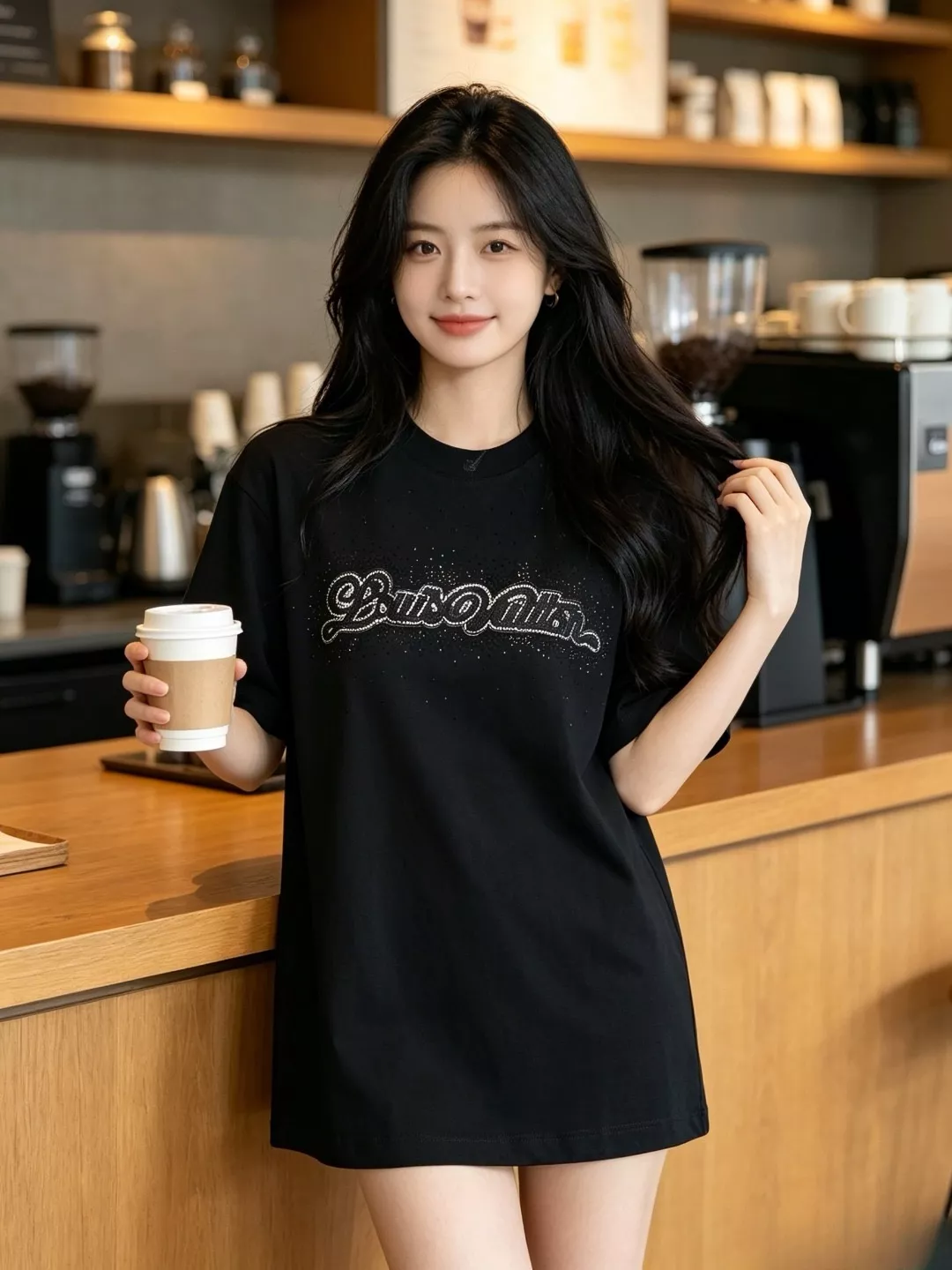 루이비통 별무늬 크리스털 로고 자수 반팔 티셔츠 상세 이미지 12