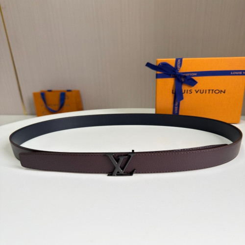 루이비통 LV 로고 버클 양면 천연 소가죽 35mm 벨트