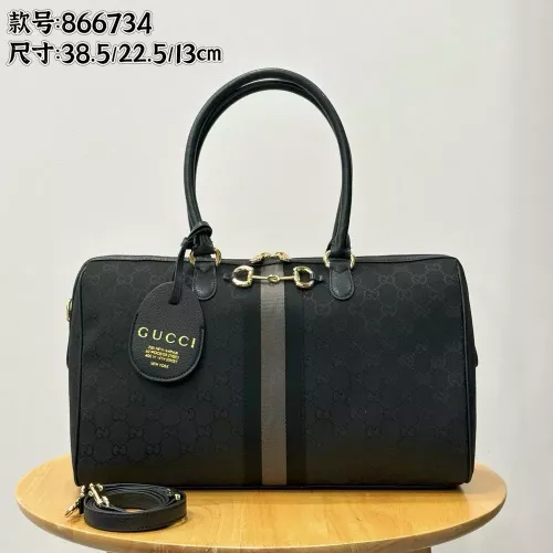 구찌 GG 패턴 더블 스트라이프 보스턴 토트백