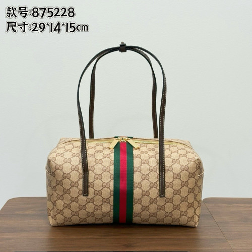 구찌 스트라이프 포인트 원통형 숄더 보스턴백