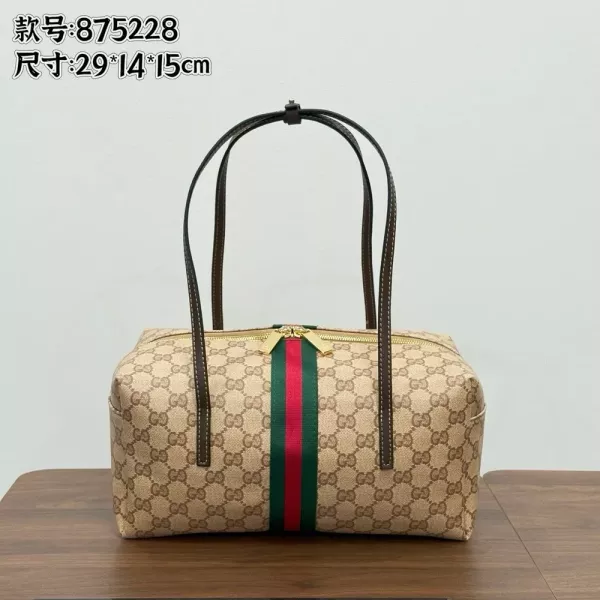 구찌 스트라이프 포인트 원통형 숄더 보스턴백