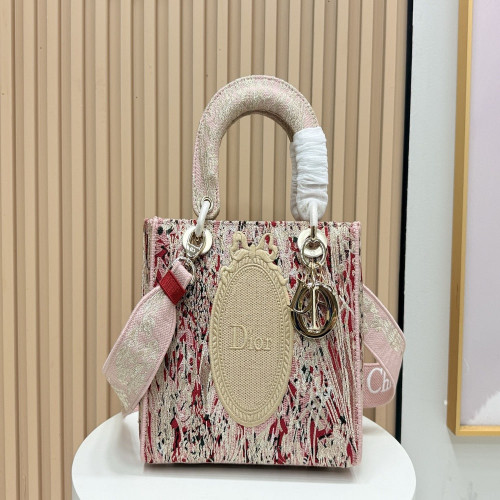 디올 레이디 파이브 그리드 자수 24cm 토트백