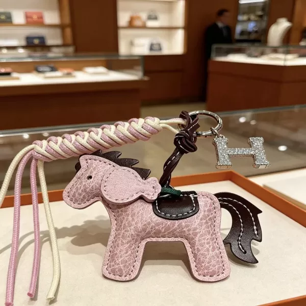 에르메스 로데오 말 모티브 가죽 키링 백참