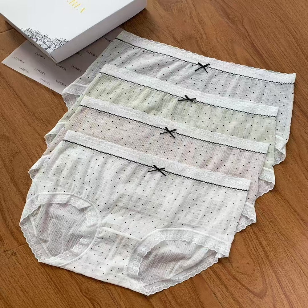 라펠라 도트 시스루 메쉬 레이스 삼각팬티 4종 세트
