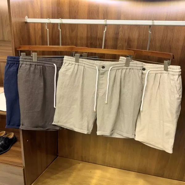 브루넬로쿠치넬리 100% 리넨 드로스트링 이지 하프 팬츠