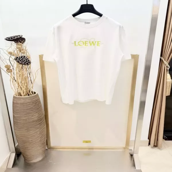 로에베 로고 자수 코튼 루즈핏 반소매 티셔츠