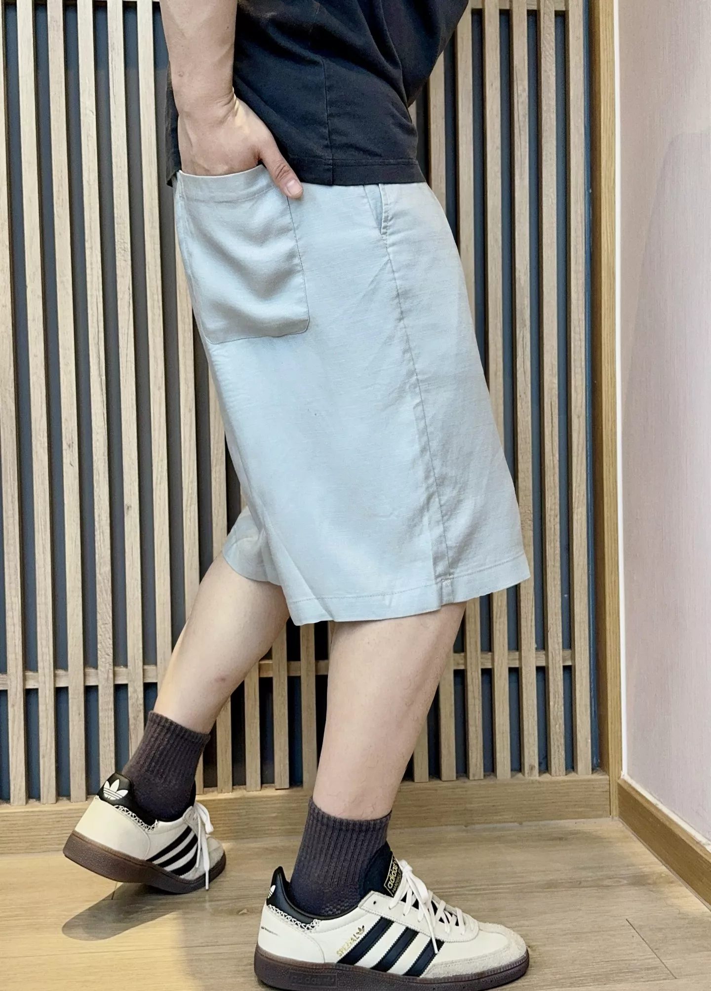 입생로랑 로고 자수 린넨 혼방 밴딩 하프 팬츠 상세 이미지 13