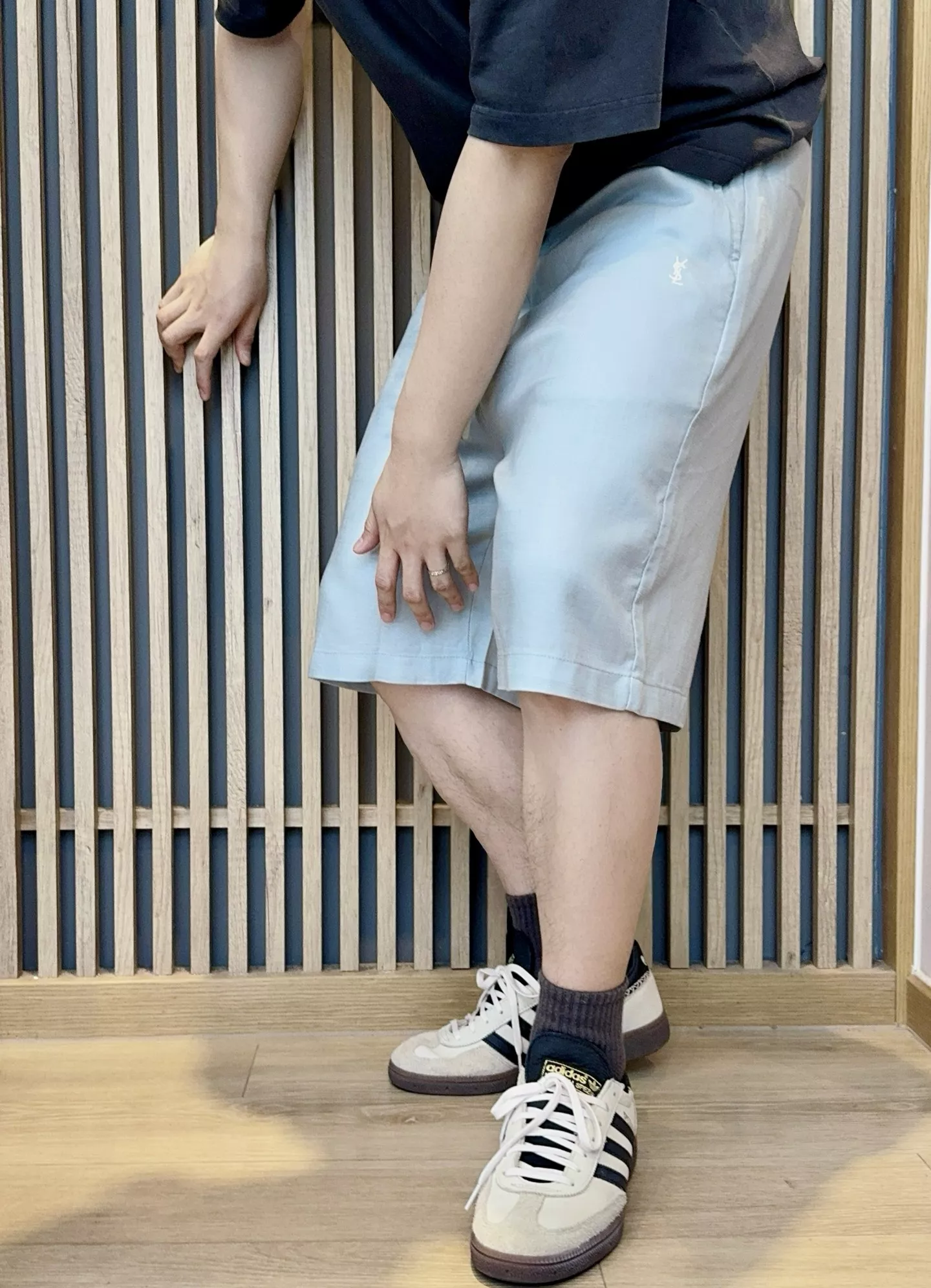 입생로랑 로고 자수 린넨 혼방 밴딩 하프 팬츠 상세 이미지 14