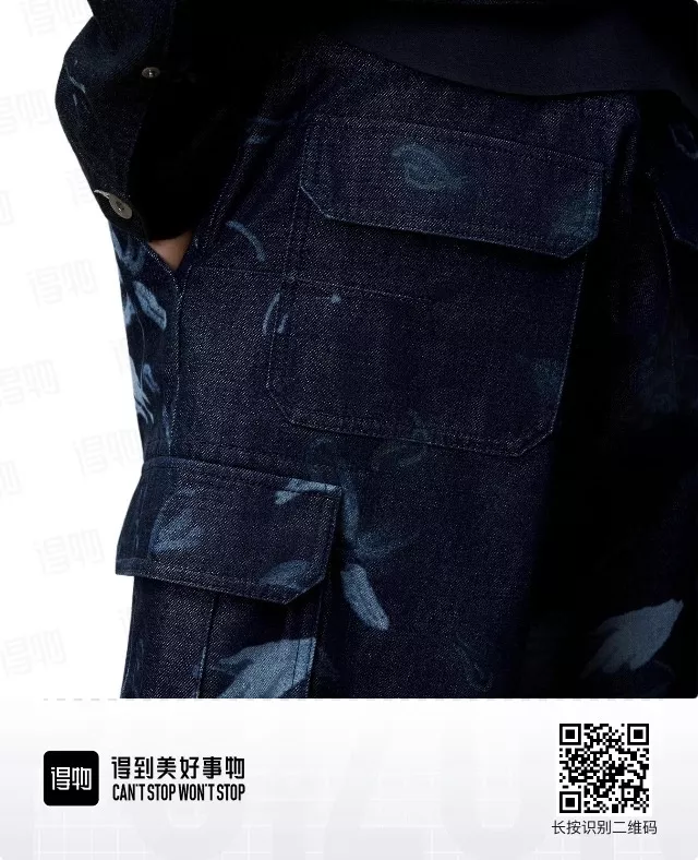 디올 포켓 레더 탭 플라워 번아웃 데님 카고 쇼츠 상세 이미지 19