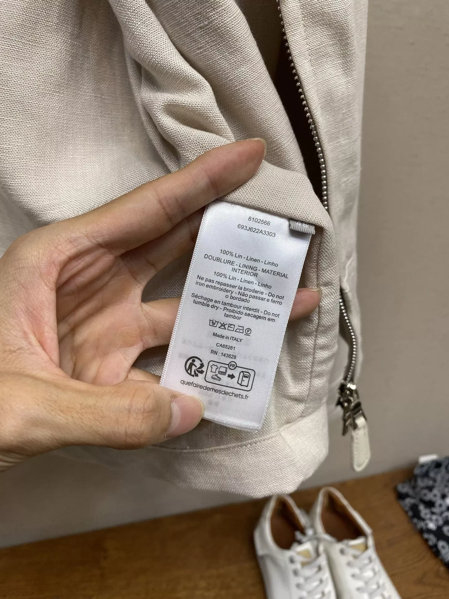 디올 배색 디자인 리넨 집업 재킷 상세 이미지 7