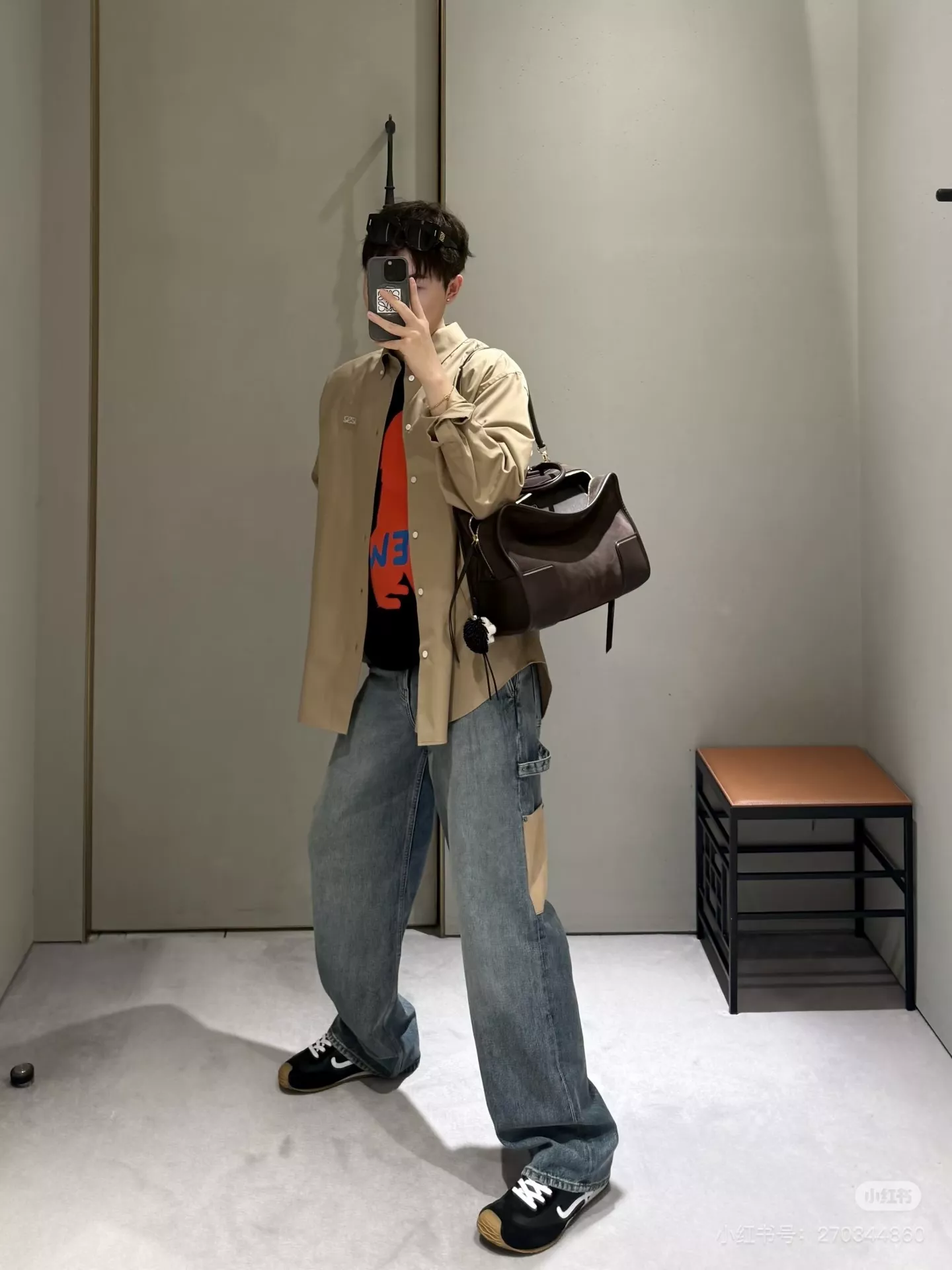 로에베 스웨이드 패치 디테일 와이드 데님 팬츠 상세 이미지 13