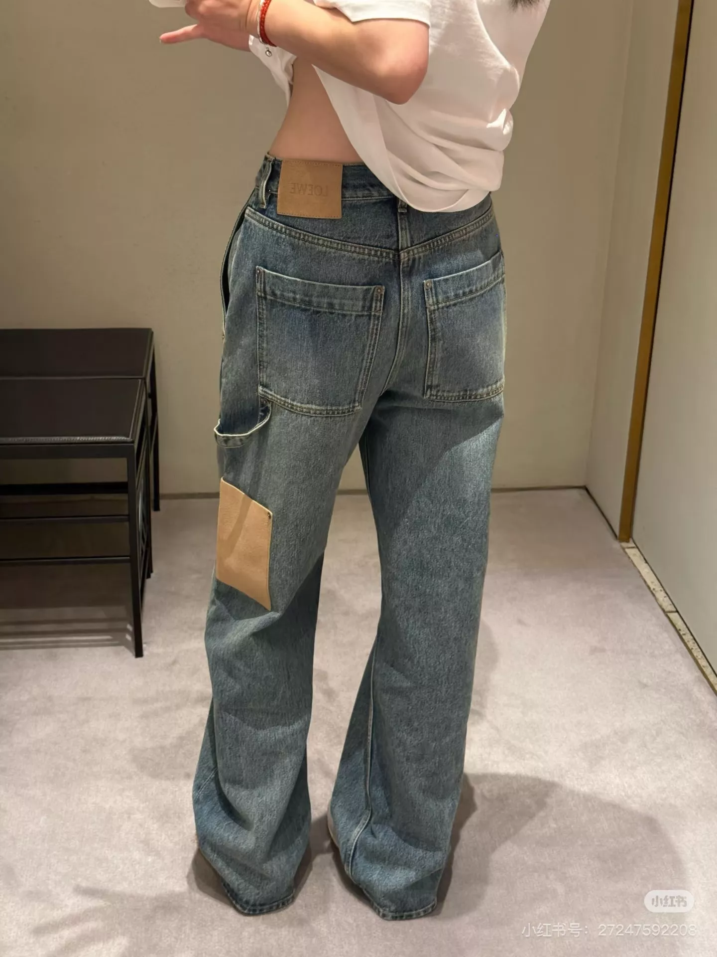 로에베 스웨이드 패치 디테일 와이드 데님 팬츠 상세 이미지 18