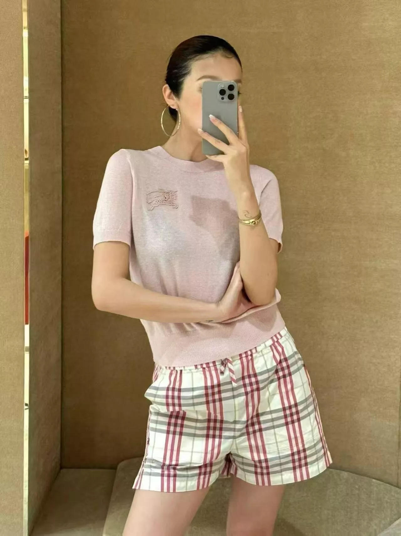 버버리 체크 패턴 코튼 밴딩 하프 팬츠 상세 이미지 30