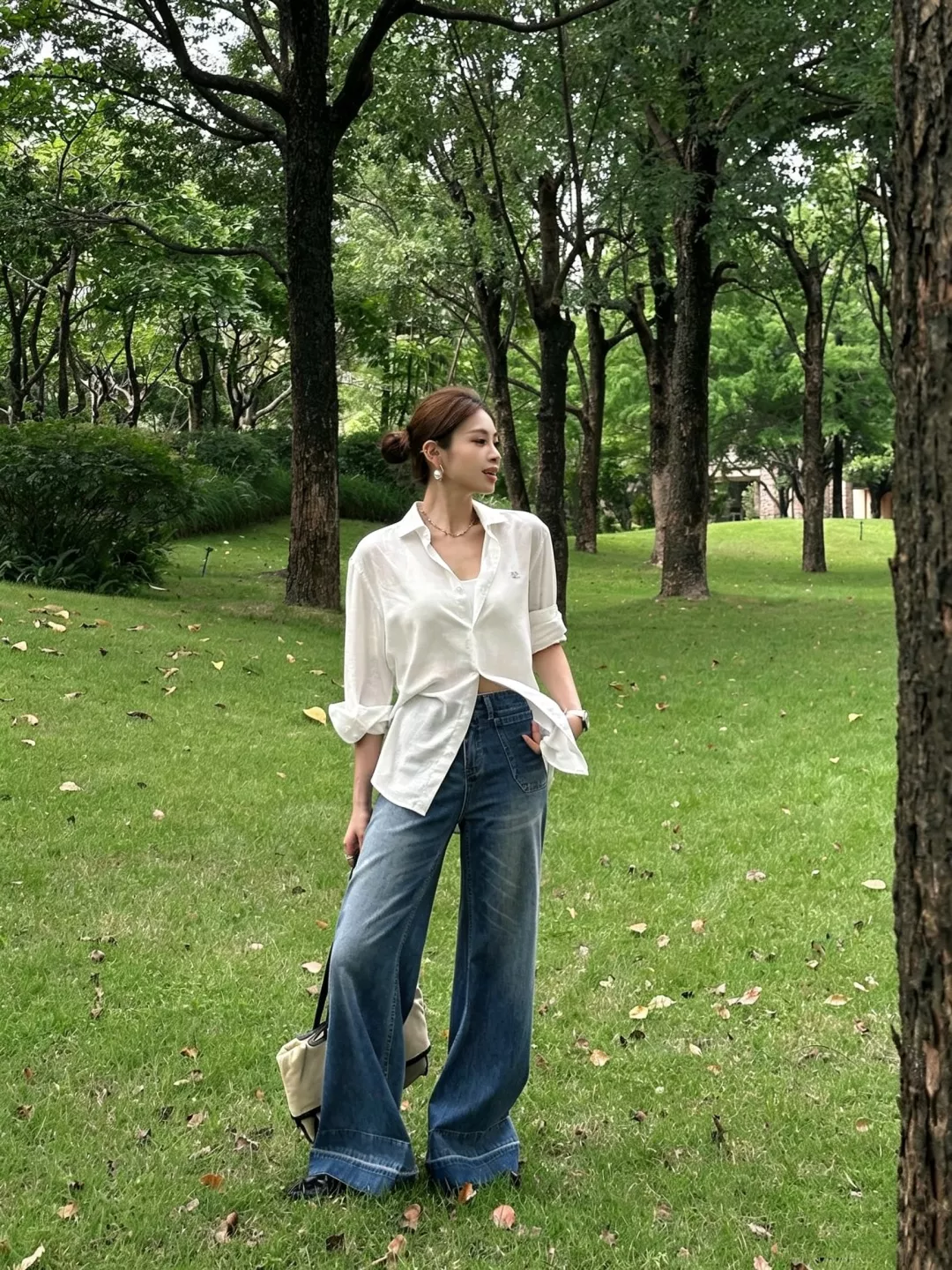 셀린느 트리오페 자수 린넨 텐셀 루즈핏 긴소매 셔츠 상세 이미지 20