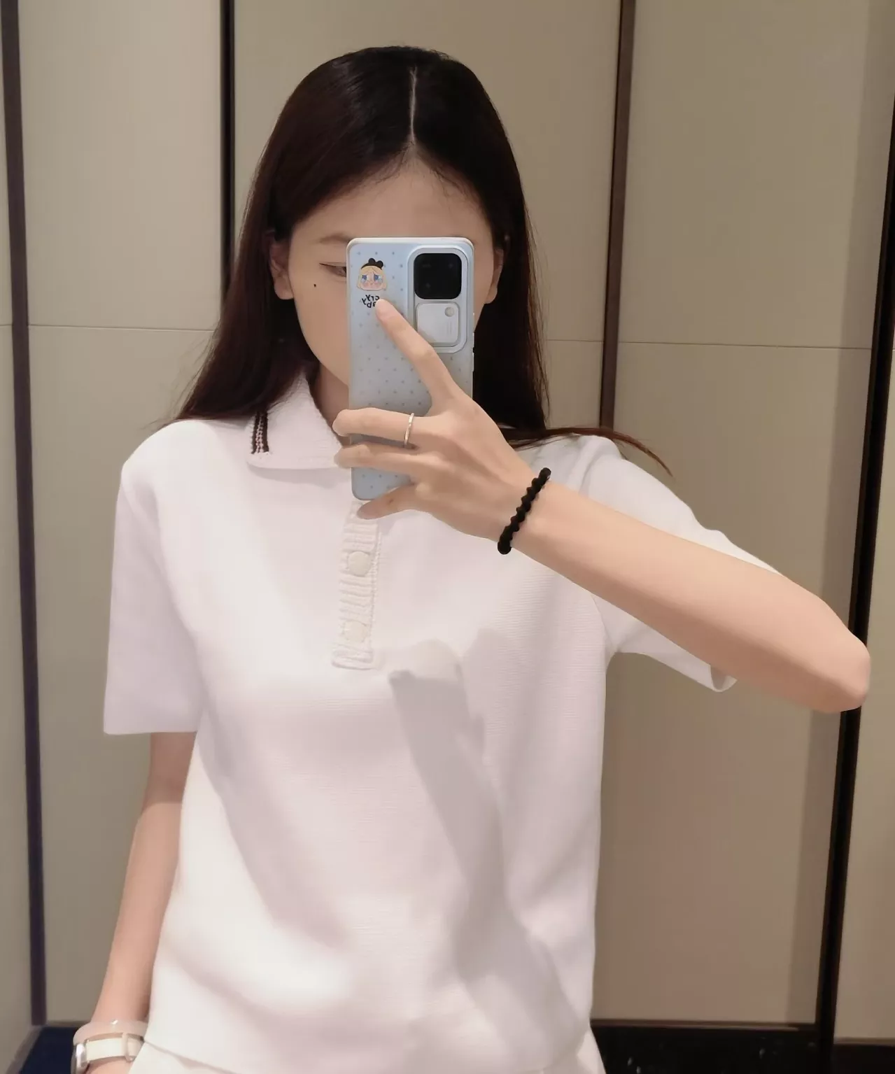 몽클레어 배색 칼라 크롭 반소매 니트 폴로 상세 이미지 40