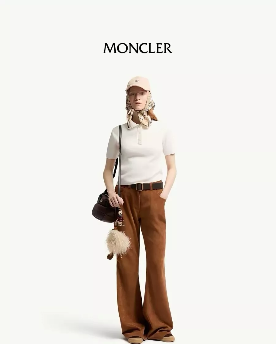 몽클레어 배색 칼라 크롭 반소매 니트 폴로 상세 이미지 28