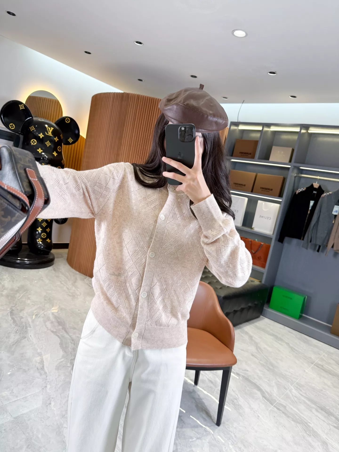 버버리 체크 오픈워크 울 니트 라운드 가디건 상세 이미지 28