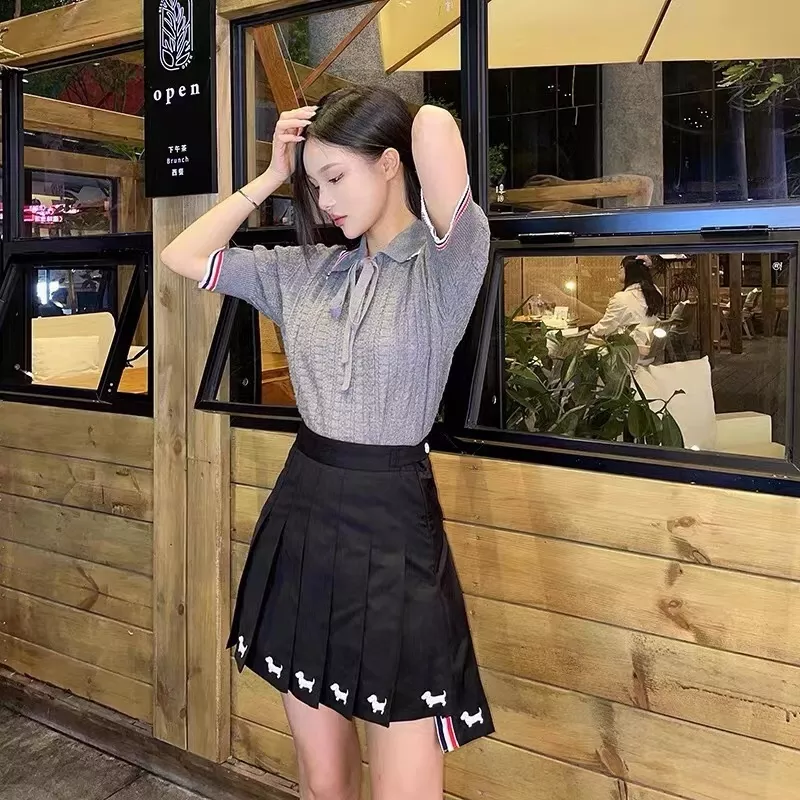 톰브라운 강아지 자수 플리츠 언밸런스 미니 스커트 상세 이미지 32