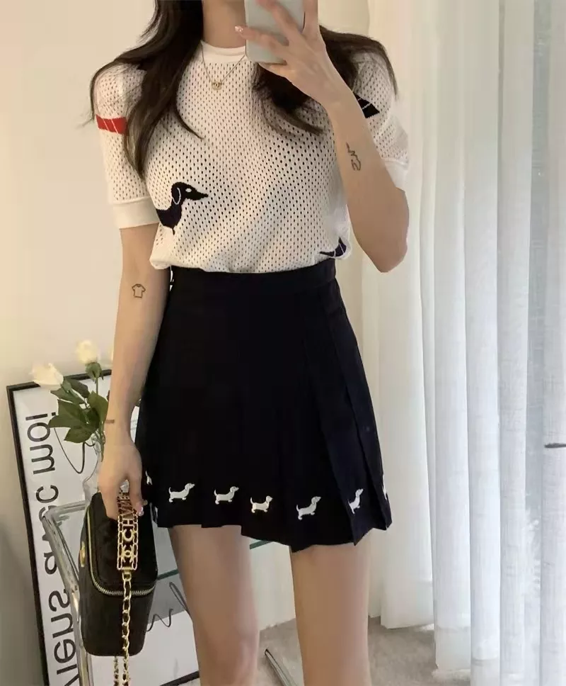 톰브라운 강아지 자수 플리츠 언밸런스 미니 스커트 상세 이미지 28