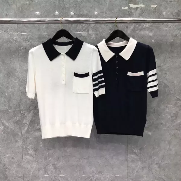 톰브라운 강아지 프린트 아이스 코튼 반소매 폴로 니트