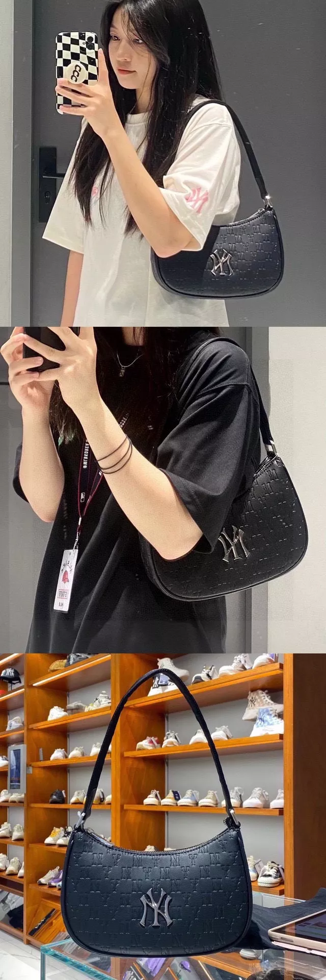 엠엘비 모노그램 로고 포인트 투웨이 호보백 상세 이미지 5