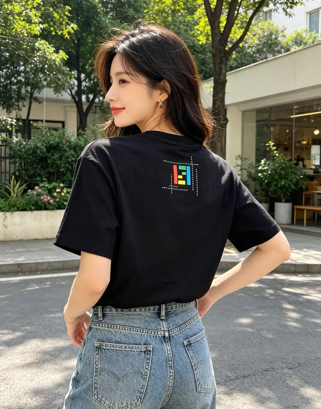 펜디 컬러 FF 레터 프린트 코튼 반소매 티셔츠 상세 이미지 14