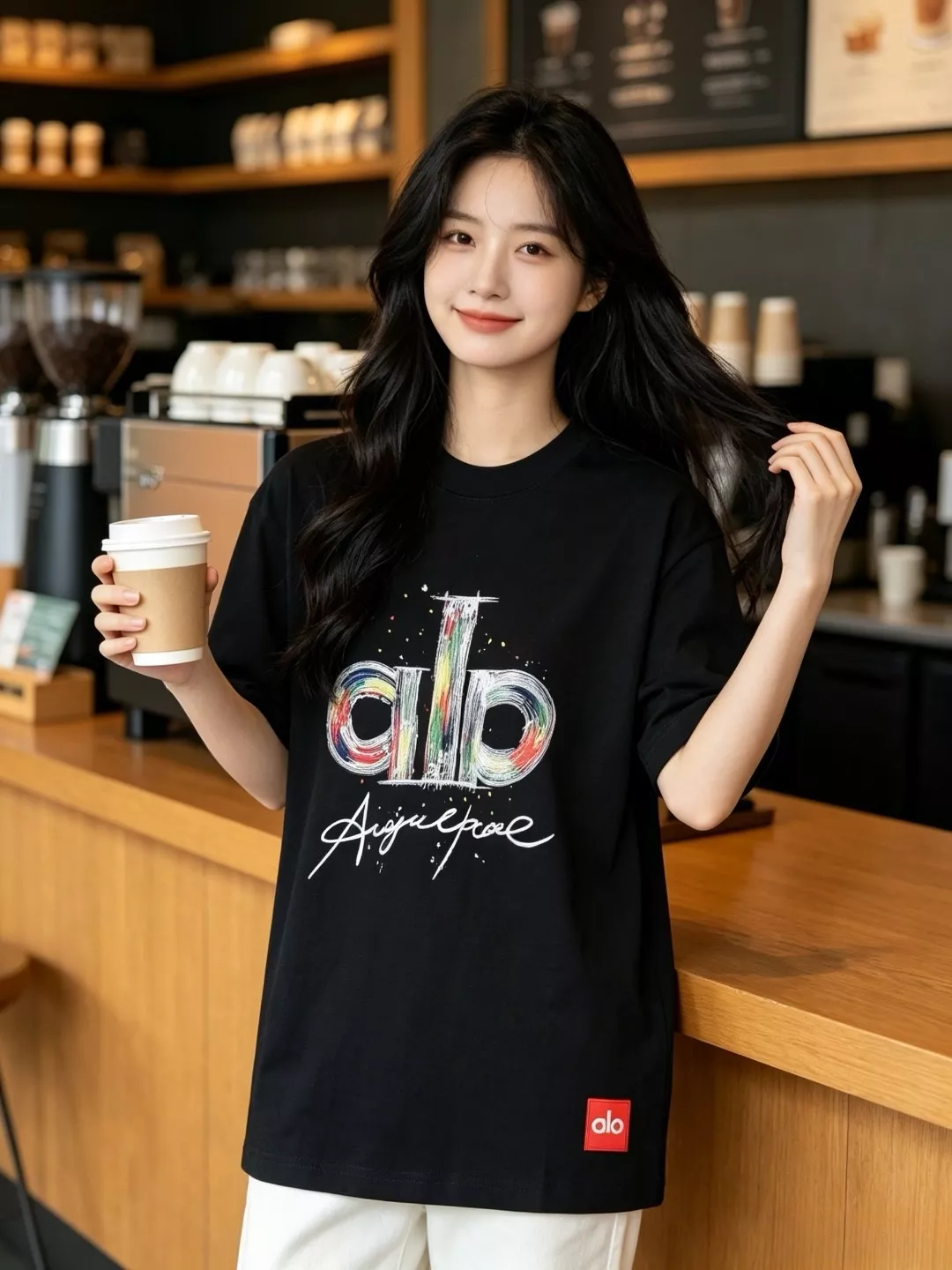 알로요가 레인보우 페인트 그래피티 로고 반소매 티셔츠 상세 이미지 11