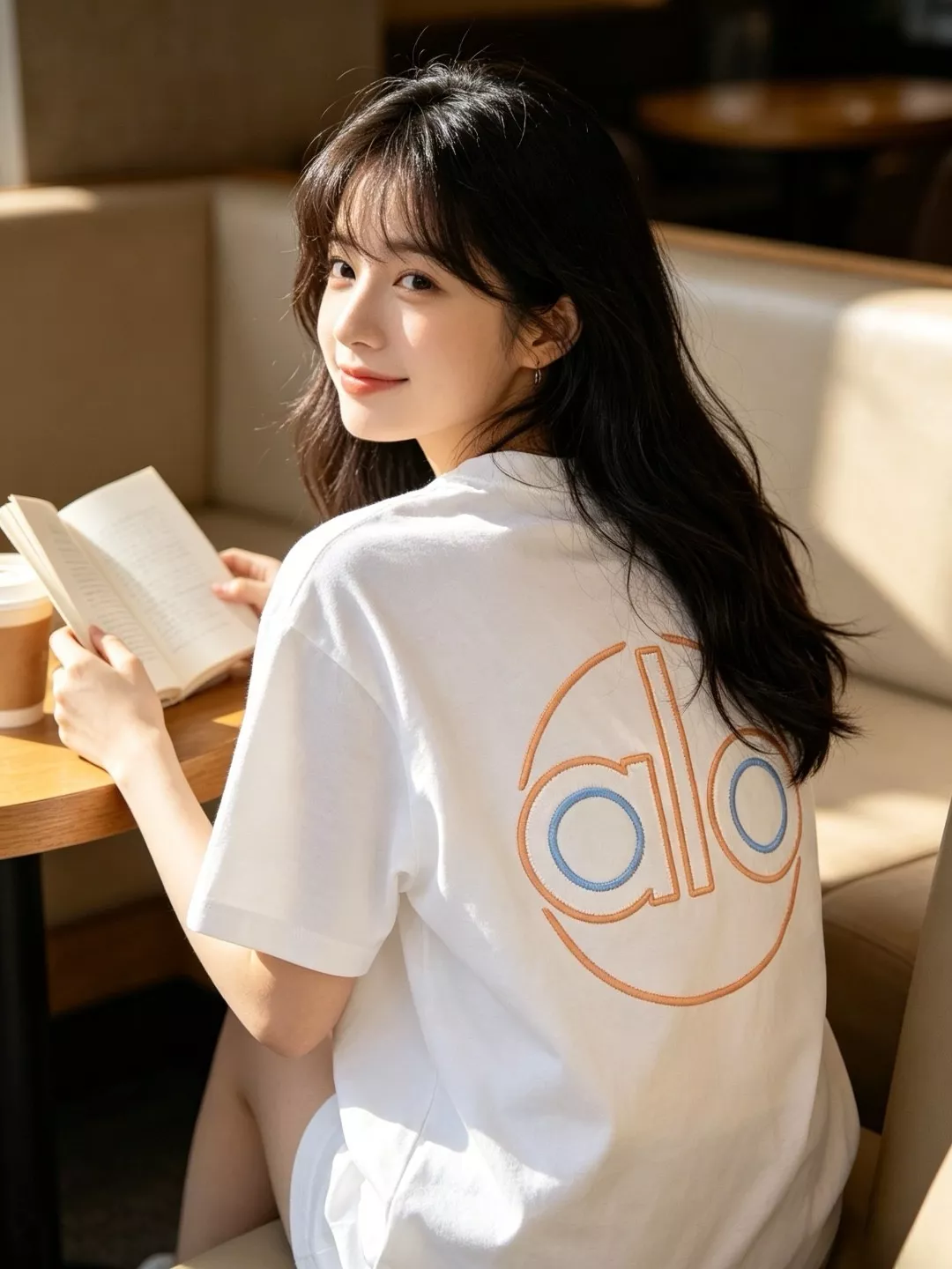 알로요가 배색 링 자수 더블 로고 반소매 티셔츠 상세 이미지 13