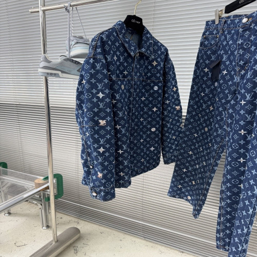루이비통 모노그램 자수 로고 데님 셔츠 재킷 팬츠 세트