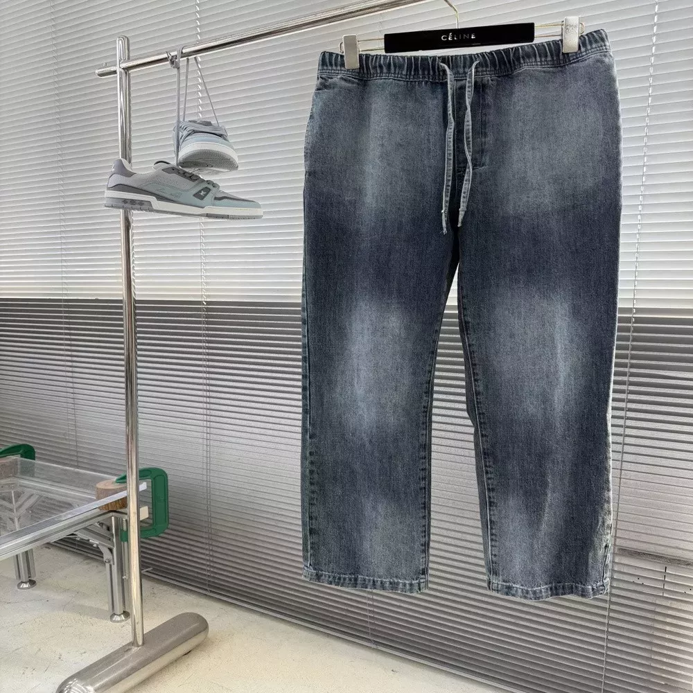 디올 블라종 패치 드로스트링 데님 팬츠