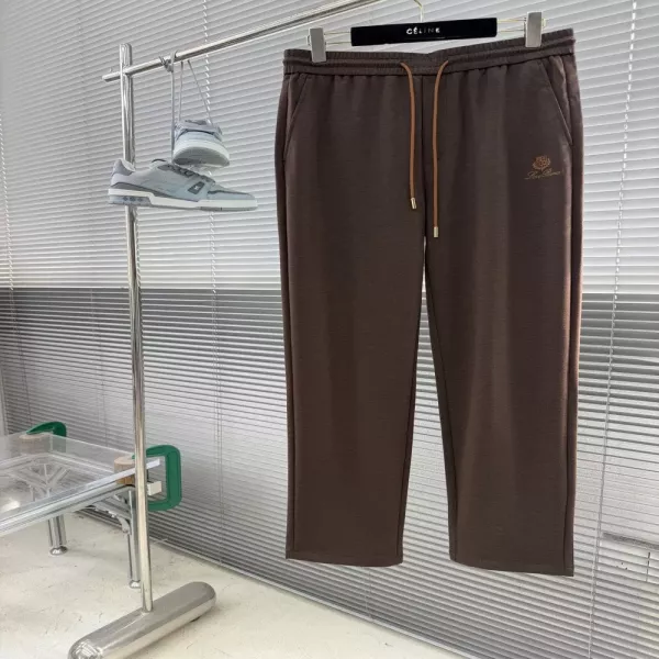 로로피아나 텐셀 혼방 배색 드로스트링 스트레이트 팬츠