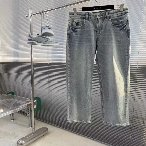 버버리 로고 허리 패치 워싱 스트레이트 데님 팬츠