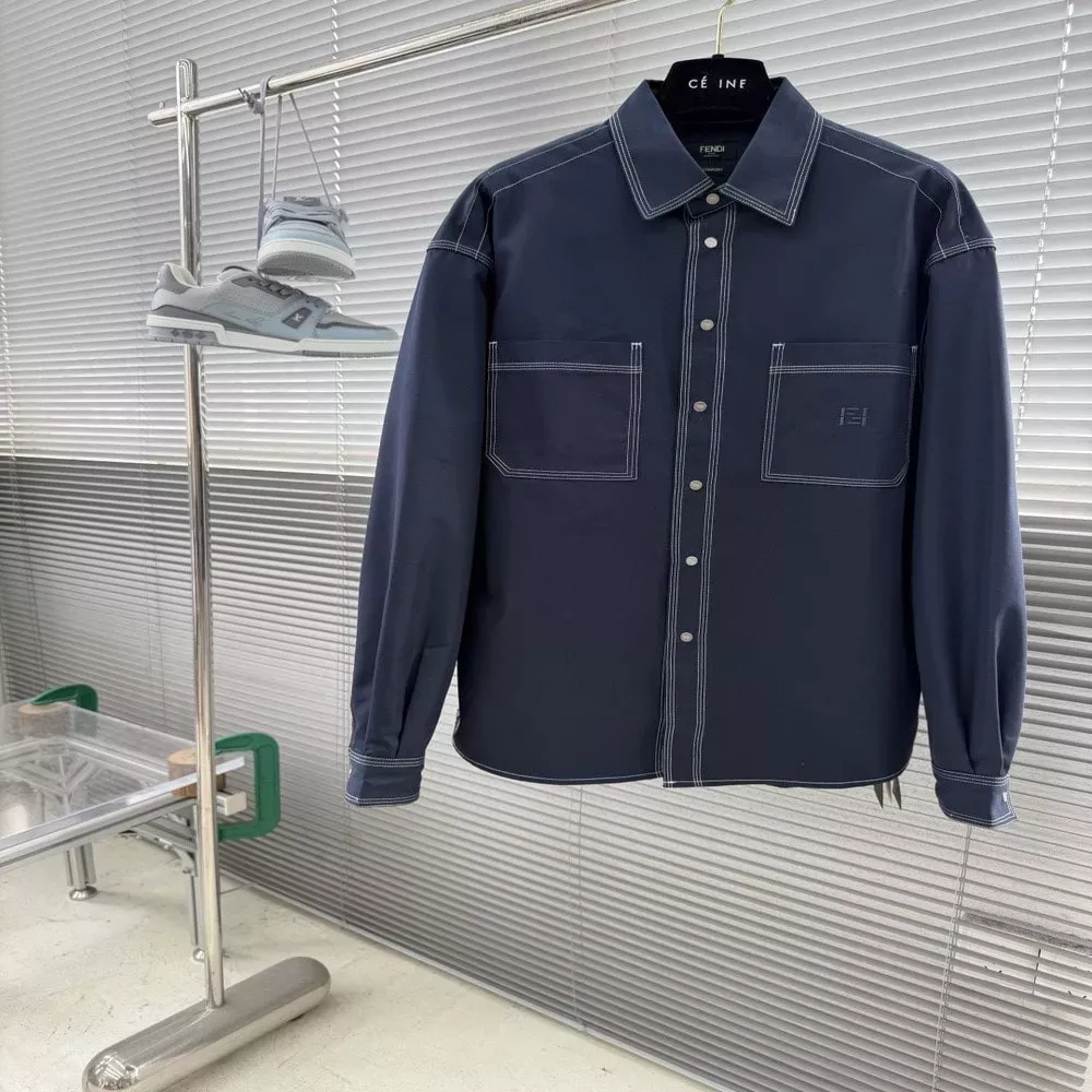 펜디 FF 자수 배색 스티치 긴소매 셔츠
