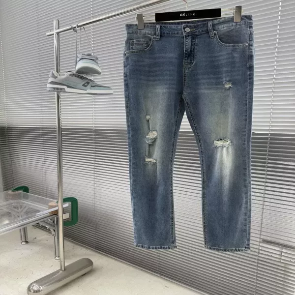 베르사체 디스트로이드 워싱 스트레이트 데님 팬츠