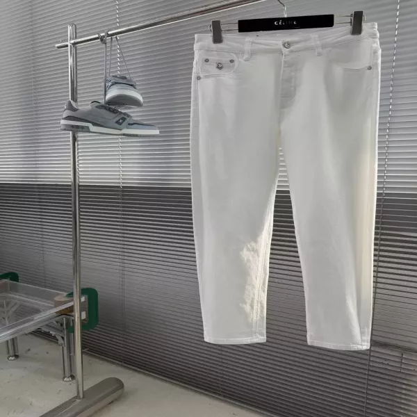 디올 퓨어 화이트 슬림 스트레이트 데님 팬츠