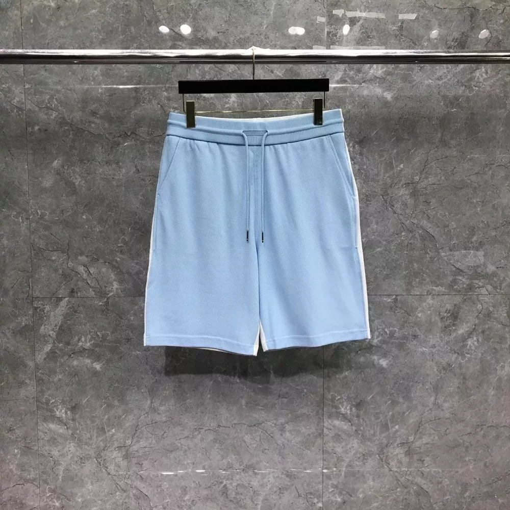 톰브라운 배색 패널 드로스트링 피케 하프 팬츠