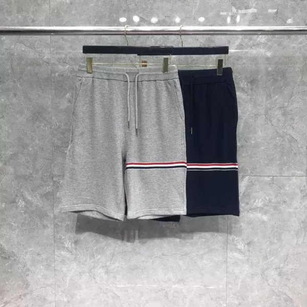 톰브라운 삼선 배색 코튼 드로스트링 하프 팬츠