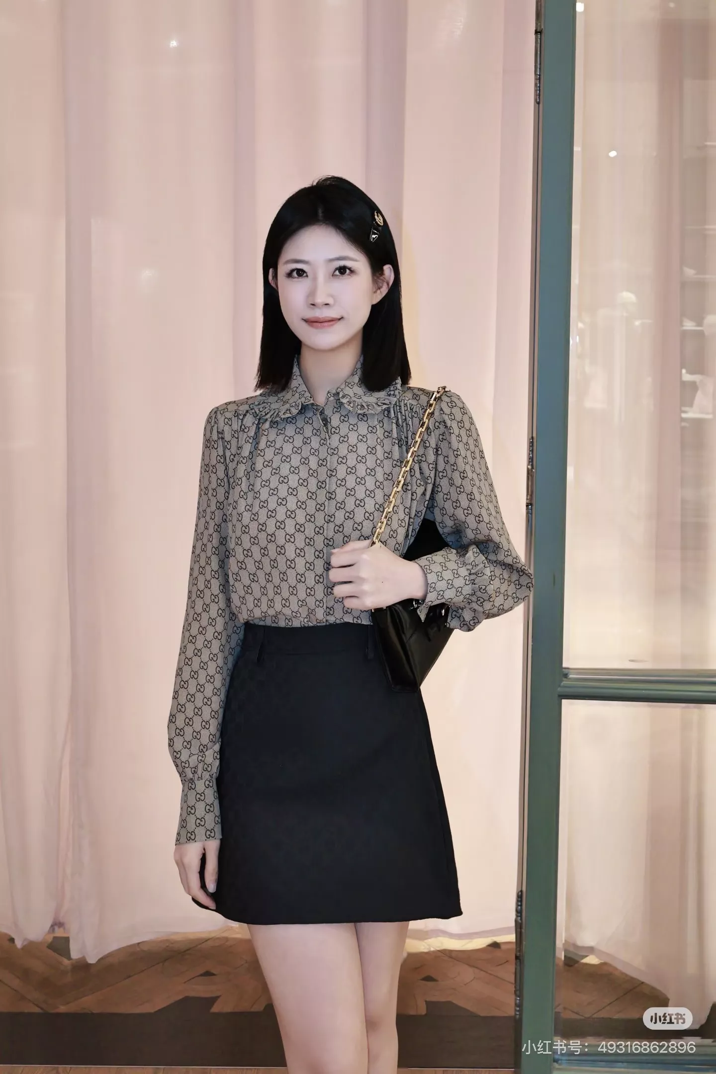 구찌 GG 자카드 프릴 칼라 루즈핏 긴소매 셔츠 상세 이미지 25