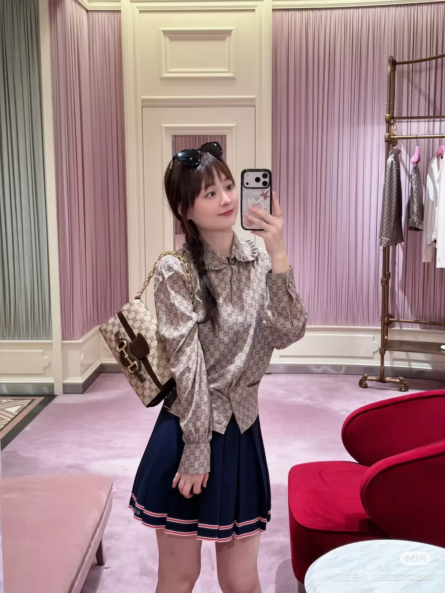 구찌 GG 자카드 프릴 칼라 루즈핏 긴소매 셔츠 상세 이미지 21