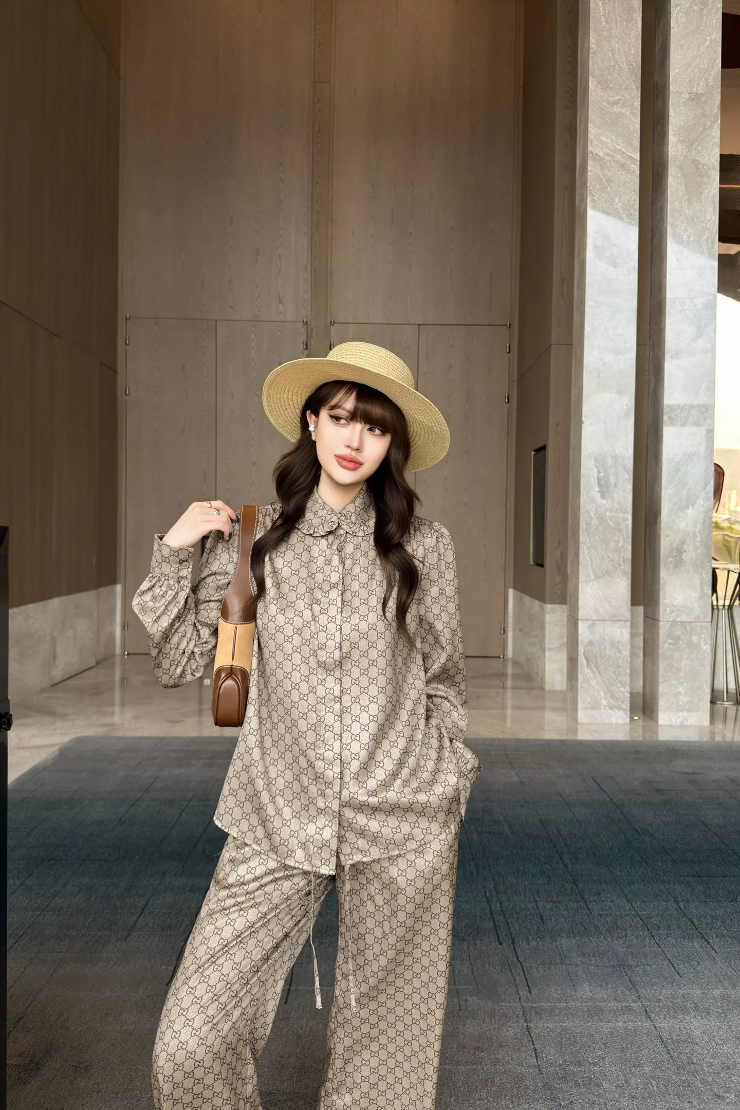 구찌 GG 자카드 프릴 칼라 루즈핏 긴소매 셔츠 상세 이미지 62