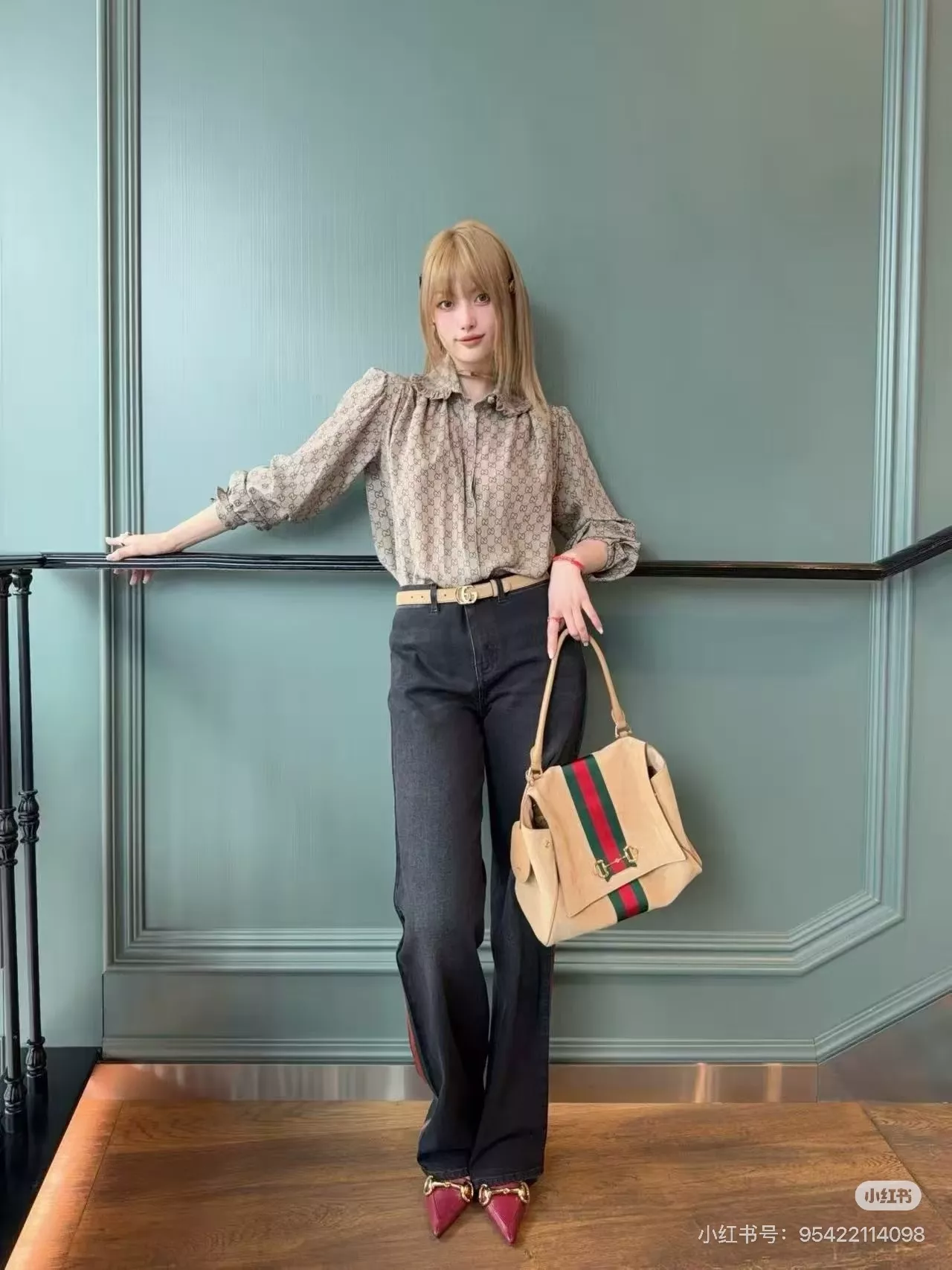 구찌 GG 자카드 프릴 칼라 루즈핏 긴소매 셔츠 상세 이미지 29