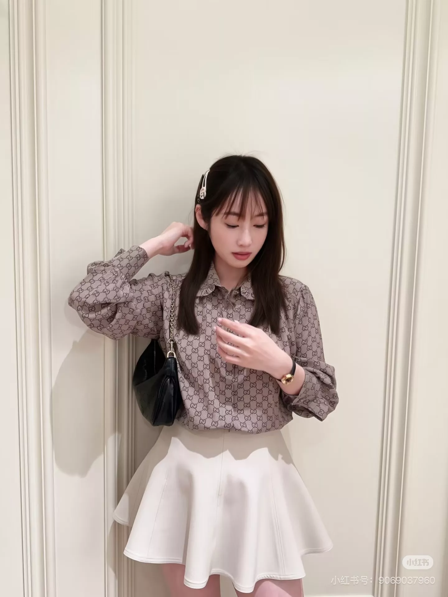 구찌 GG 자카드 프릴 칼라 루즈핏 긴소매 셔츠 상세 이미지 41