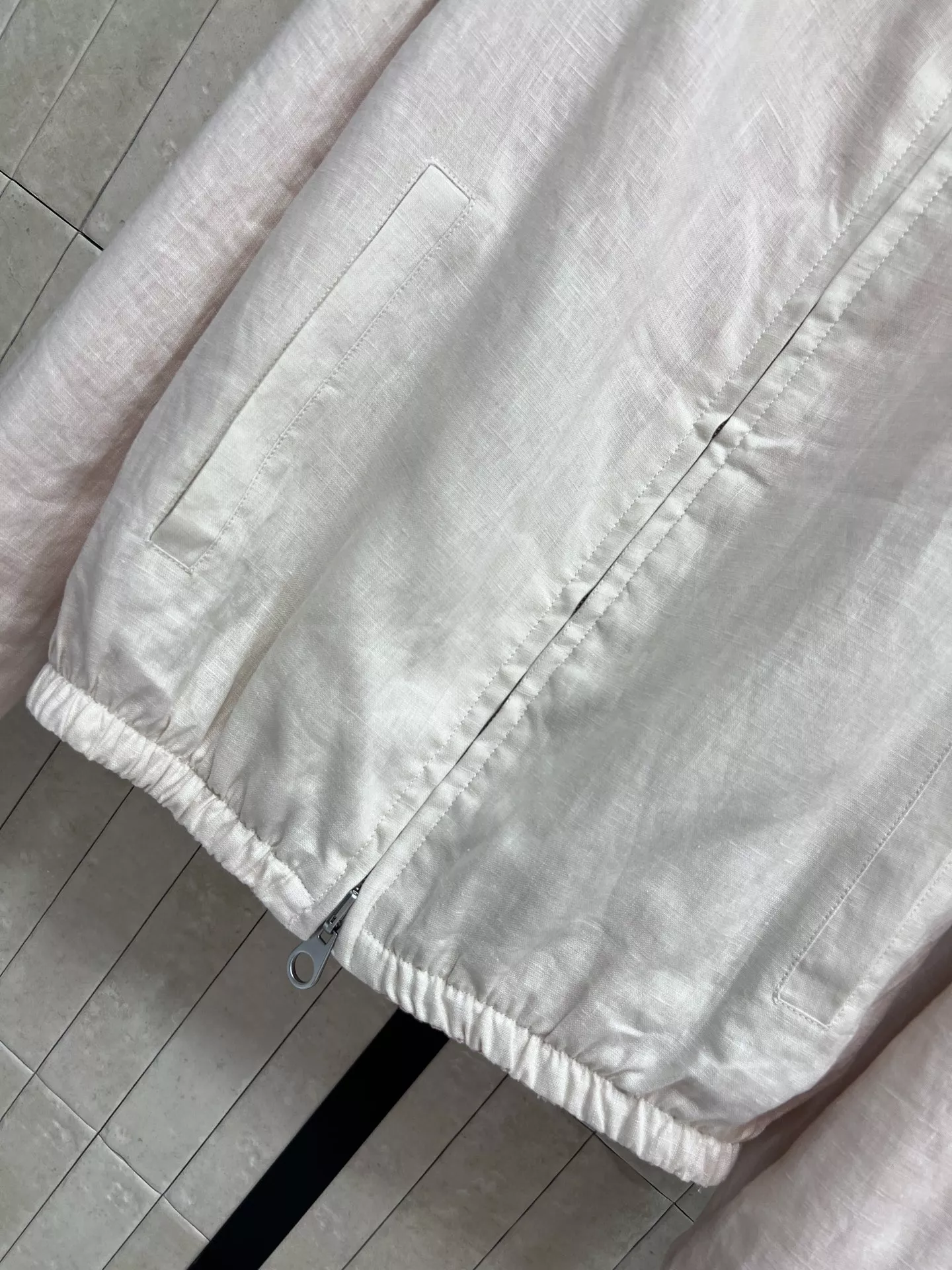 로로피아나 린넨 스탠드칼라 리버서블 크롭 집업 재킷 상세 이미지 12