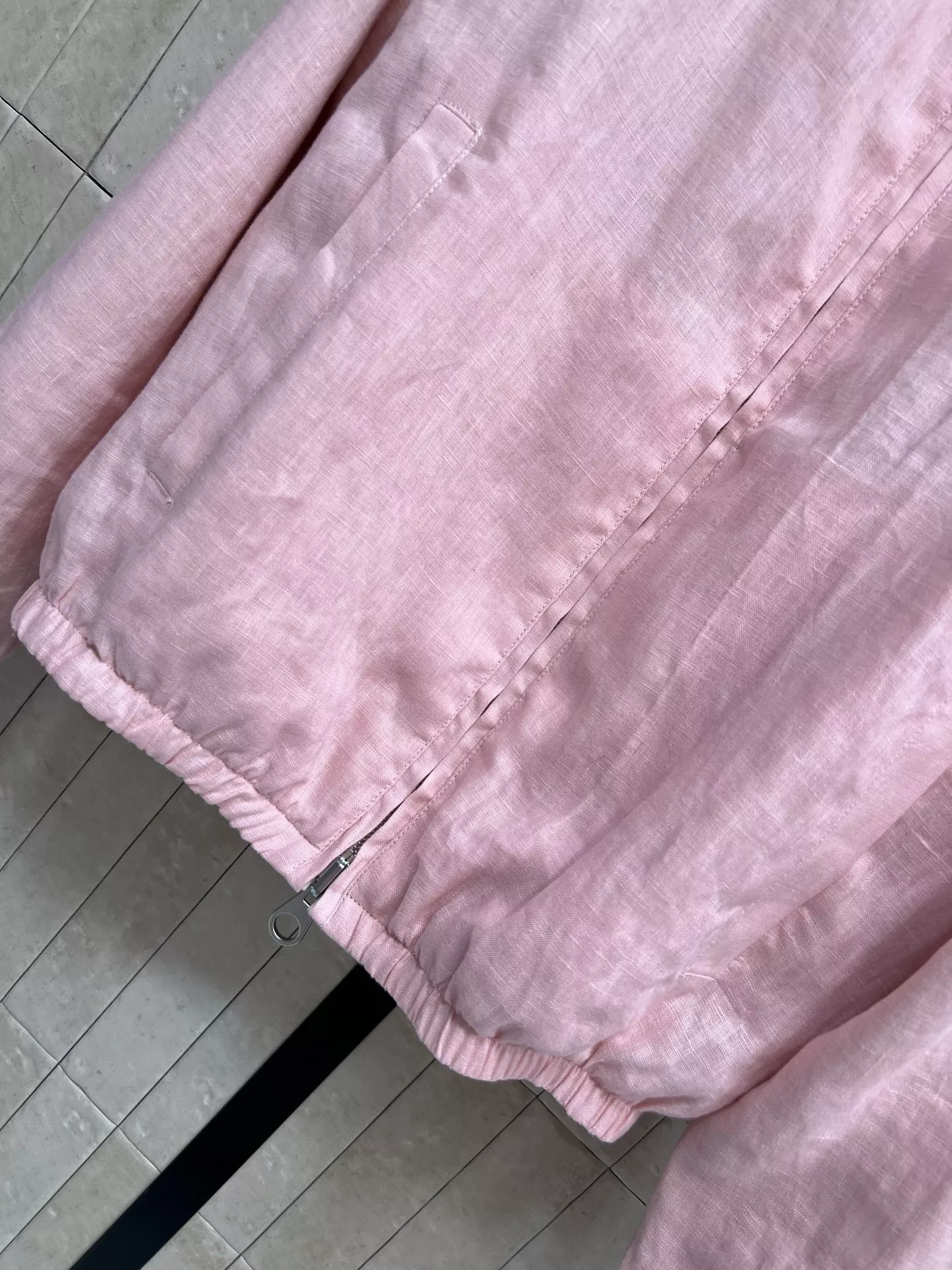 로로피아나 린넨 스탠드칼라 리버서블 크롭 집업 재킷 상세 이미지 3